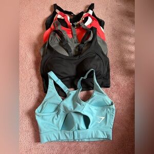 6 Gymshark Women's racer back Sports Bra Set - Black, Red, Blue, white